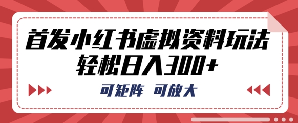 首发小红书虚拟资料玩法,可矩阵,可放大,轻松日入3张-青年云网创—高质量项目商城