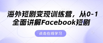 海外短剧变现训练营,从0-1全面讲解Facebook短剧-青年云网创—高质量项目商城