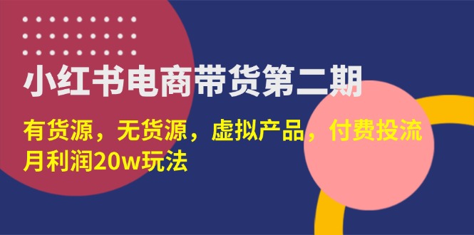 （14186期）小红书电商带货第二期，有货源，无货源，虚拟产品，付费投流，月利润20w-青年云网创—高质量项目商城
